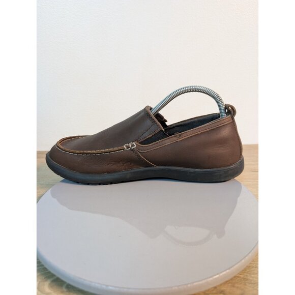 Crocs Men’s Denton Brown Leather Slip On Loafers Size 9 Classic - Picture 7 of 10
